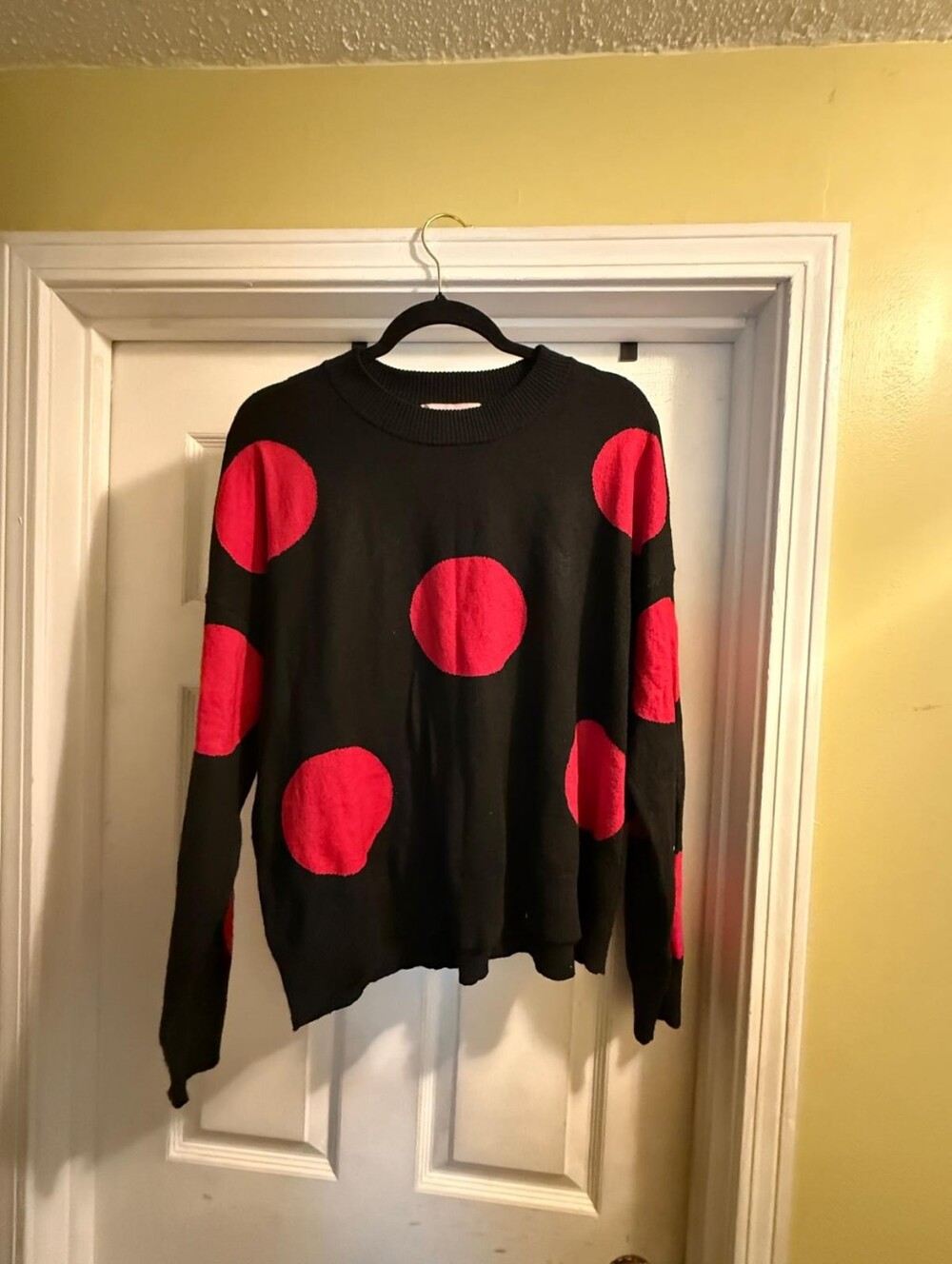 Philosophy Black Sweater with Red Polka Dots - Women's Crewneck